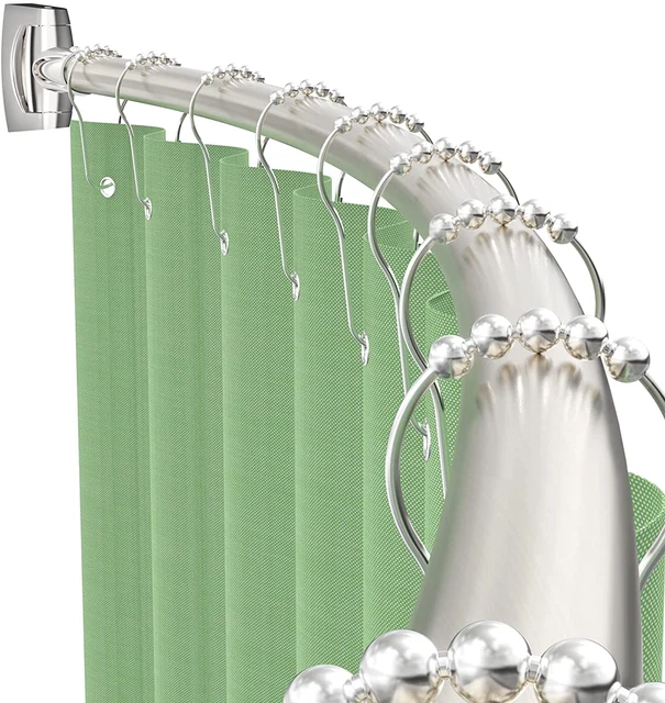 Adjustable Curved Shower Curtain Rod Rustproof Expandable 38-72 Inches Shower Ro