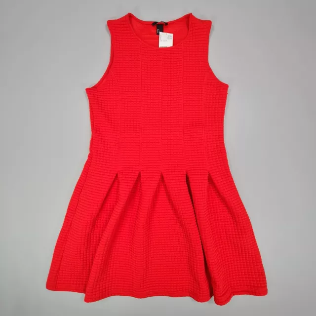 H&M Womens Dress Red Large Knee Length Sleeveless Stretch Fabric