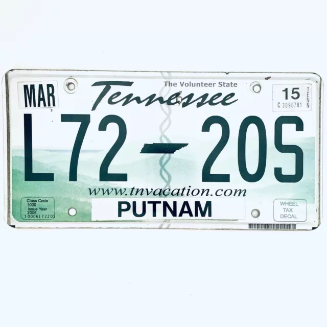 2015 United States Tennessee Putnam County Passenger License Plate L72 20S