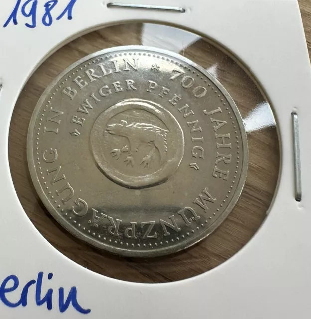 DDR 10 Mark Münze 700 Jahre Münzprägung in Berlin 1981 500er Silber, Gedenkmünze