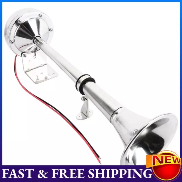 12V Electric Air Horn Stainless Steel Low Loud Single Trumpet for Ship Trailer