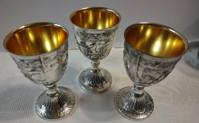 3  Vintage C&Co Silverplated Miniature Goblet(s) Corbel Silver Company 3” Tall