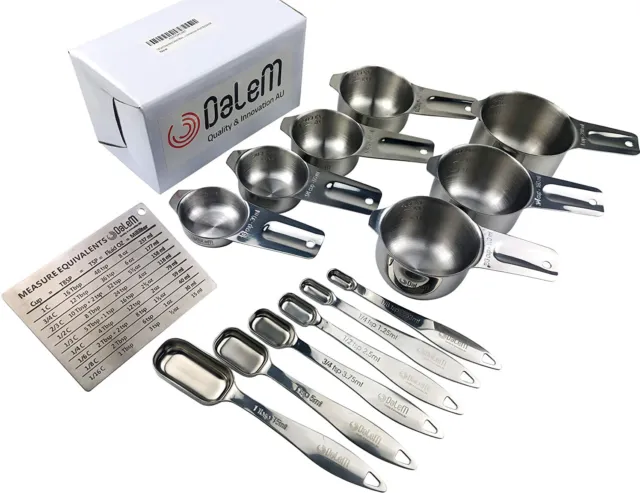 [14 Pcs] Stainless Steel Professional Grade Measuring Cups Spoons Set Kitchen AU