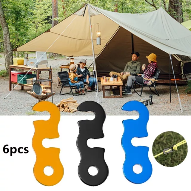 Easy to Use Camping Tent Guy Line Tensioners Lock Cord Fasteners (Pack of 6)