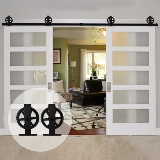 4-20FT Top Mount Steel Sliding Barn Door Hardware Kit For Single/ Double Doors