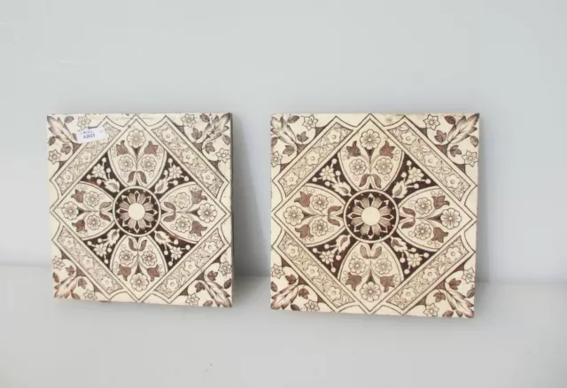 Antique Ceramic Tile Architectural Vintage Floral Flower Floral Leaf Art Nouveau