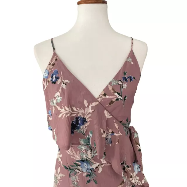 Tularosa REVOLVE Selena Mauve Floral Faux Wrap Ruffle Trim Dress Size S 3