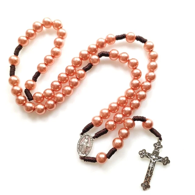 Rosary Pearl Beads Catholic Necklace with for Confirmation Gifts for Teens