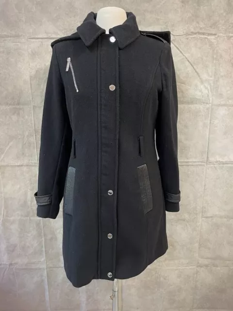 Michael Kors Women's Black Wool Blended Walker Coat Size M Medium