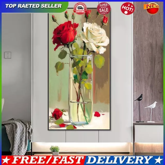 Paint By Numbers Kit On Canvas DIY Oil Art Flower in a Cup Picture Decor 40x80cm
