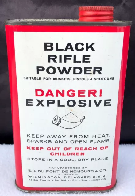 Vintage DuPONT Black Rifle Powder Advertising Tin  - EMPTY - NICE!