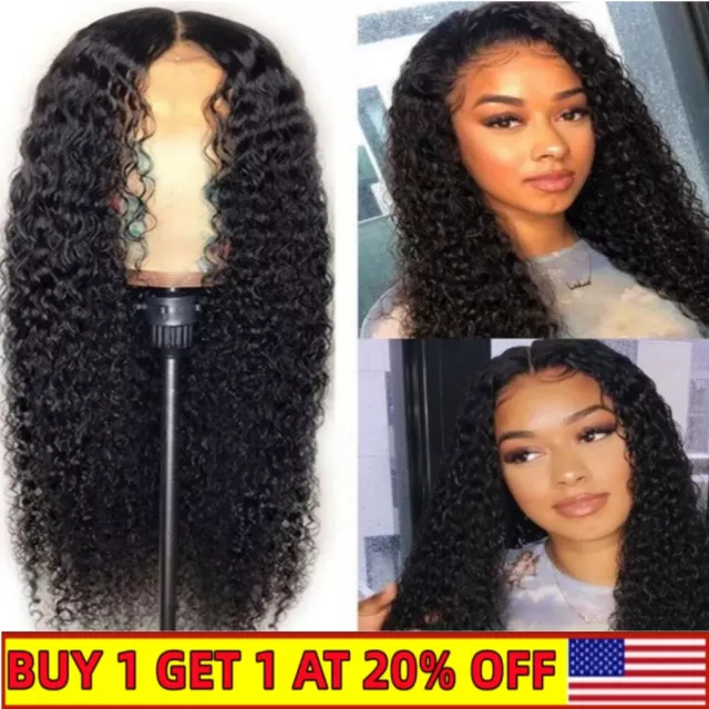 AA Hair Front Wig Womens Brazilian Human Long Curly Lace Wavy Hair Wigs US