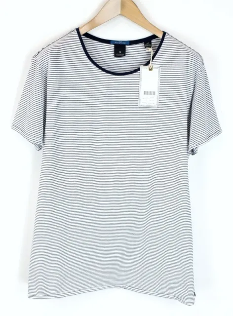 Scotch & Soda Ams Couture 2XL Uomo T-Shirt Cotone Stretch Motivo a Righe Bianco
