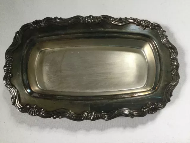 Heavy Vintage FB Rogers Silver Plated Dish Rectangle 8x5” Scroll Rim Design