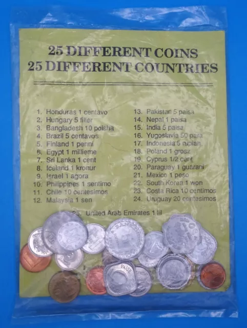 25 Different Coins from 25 Countries - 1970s World Collection Great Starter Set