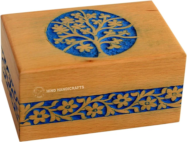 Hind Artigianato Scatola di Legno Funerale Urne Cremazione per Cenere Umane Adulto Grande,