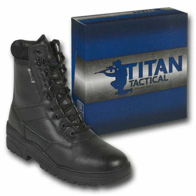BLACK PATROL LEATHER Combat Boots Army Tactical Cadet Security Military