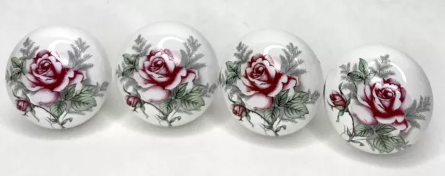 Rose design Amerock Allison  1 5/8" Round porcelain Cabinet Knob Rose design 4pc