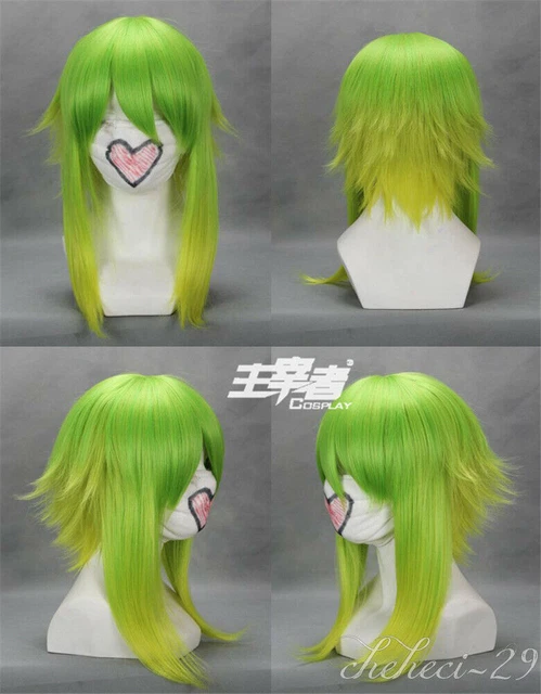 Green gradient yellow GUMI short hair party Synthetic cosplay wig stretchy new