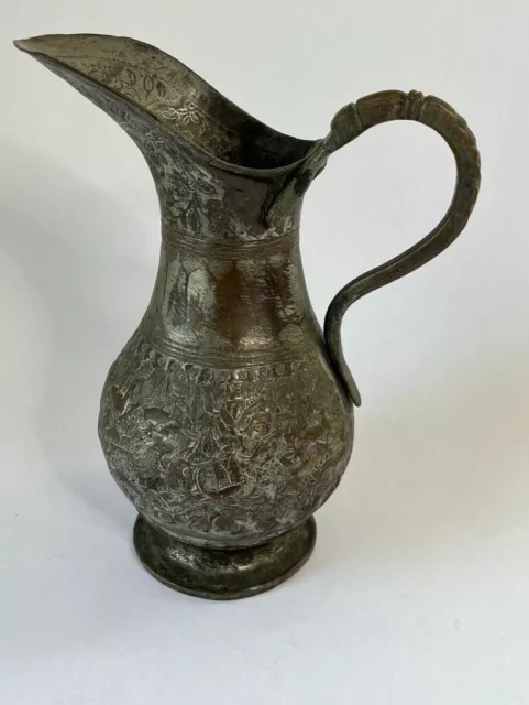 Vintage Ewer Pitcher Persian Tinned Copper