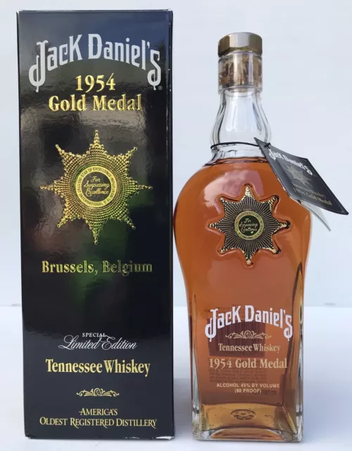 Jack Daniels GOLD MEDAL 1954 Ltd Edit Bottle 750M 45% Full/Sealed/Box/Tag MINT!!