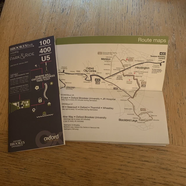 OXFORD BUS BROOKES Bus Timetable Leaflet For Routes U1 And U5 2022 23 oxford-bus-brookes-bus-timetable-leaflet-for-routes-u1-and-u5-2022-23