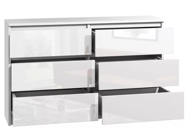 Kommode mit 6 Schubladen 140cm hochglanz Sideboard weiß Anrichte 3