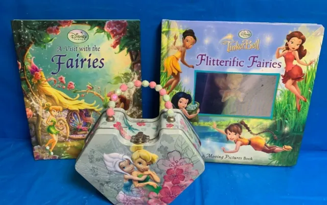 Disney's Tinkerbell Tin Purse & Moving Picture Book & Visit w/ the Fairies book