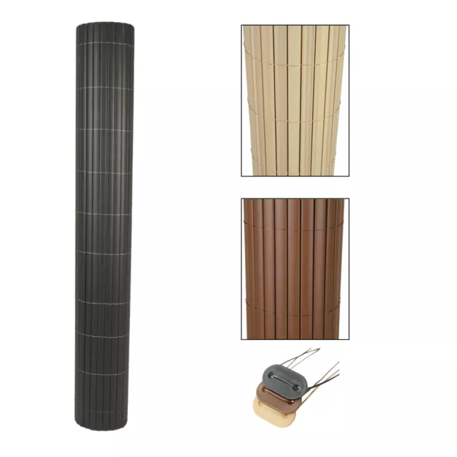 PVC Sichtschutz Windschutz inkl. Befestigungsset Sichtschutzmatte Bambus Zaun