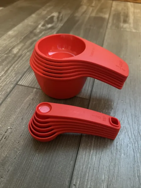 Tupperware Measuring Cups and Spoons Set Measuring Mates 12 pc Set Red Bake Cook