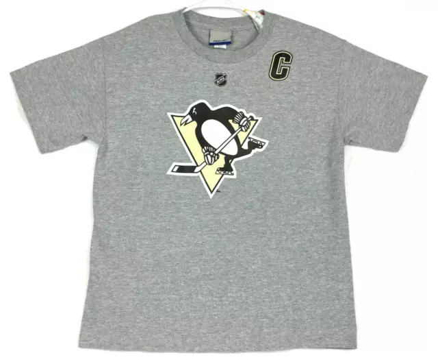 Sidney Crosby T-Shirt Boys XL Reebok # 87 Pittsburgh Penguins Gray Short Sleeve