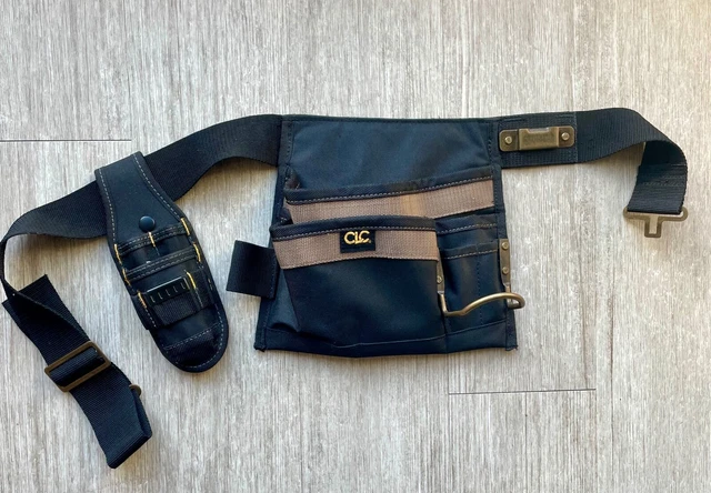CLC Adj Tool Belt 1245 Black Polyester  5 Pockets w/ Utility Knife Attachment