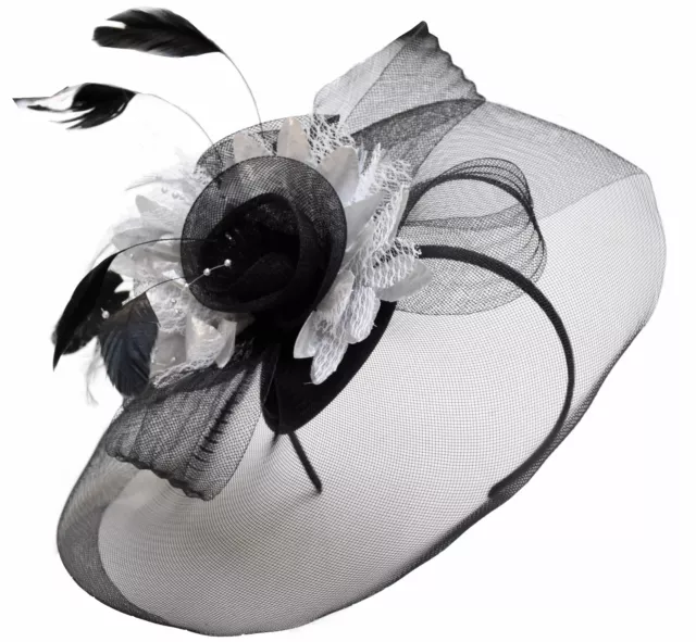 Bespoke Feather Hair Fascinator Hat Veil Headband Clip Wedding Ascot Races