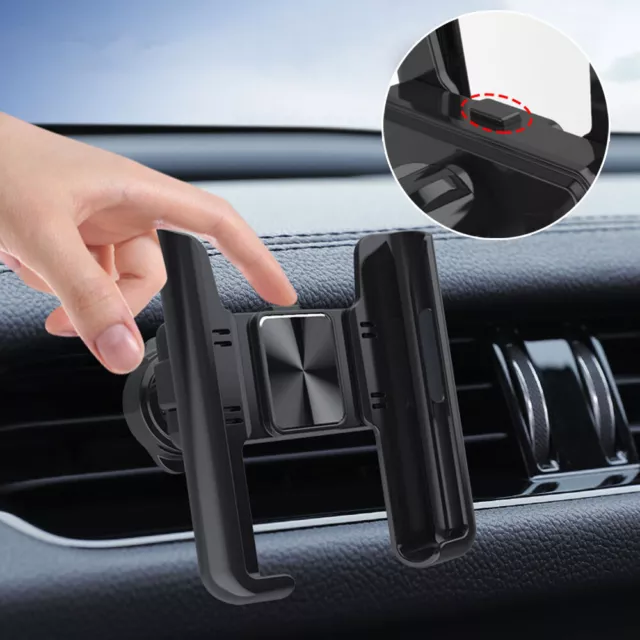 360° Rotation Phone Holder Stand Car Air Vent Mount Clip Black Gravity Accessory