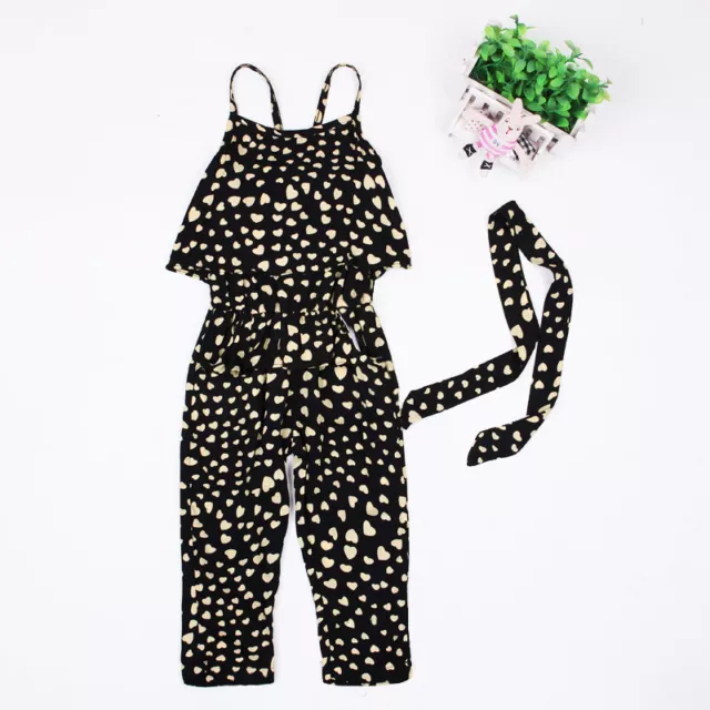 2PC Toddler  Baby Girls Lovely condole jumpsuits + belt Kids Clothes Outfits 2