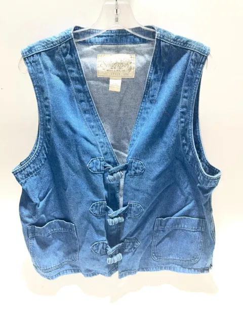 Women's Sostanza Workwear Style Natural Choice Denim Vest Blue Jean