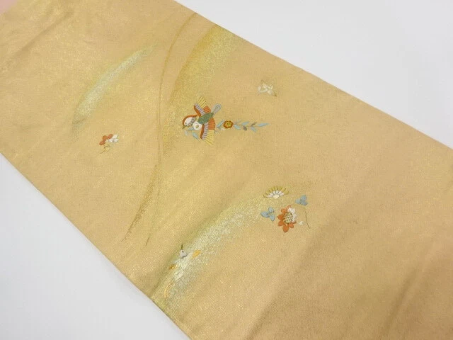 6469456: Japanese Kimono / Vintage Nagoya Obi / Embroidery / Mountain & Bird