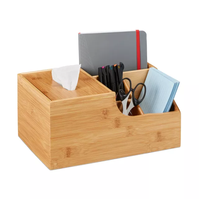 Organizador mesa, Caja pañuelos, Neceser bambú, Dispensador toallitas baño
