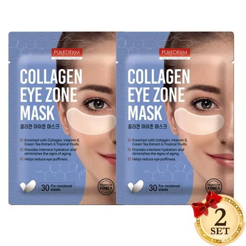 Collagen Hydro Eye Zone Mask 2 PACKS (60 Sheets) Under-Eye Patches Pads K-Beauty