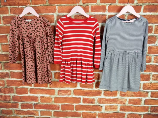 Girl Bundle Age 3-5 Year H&M Next Fatface T-Shirt Dress Set Stripe Leopard 110Cm