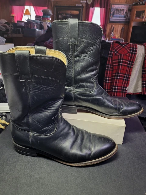 Vintage Bottes western en cuir pour hommes Justin noires - Taille 8 1/2 D
