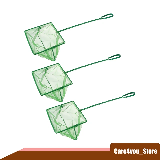3Pcs Aquarium Fish Net Fish Tank Accessories Small Fish Fine Net Green 8''