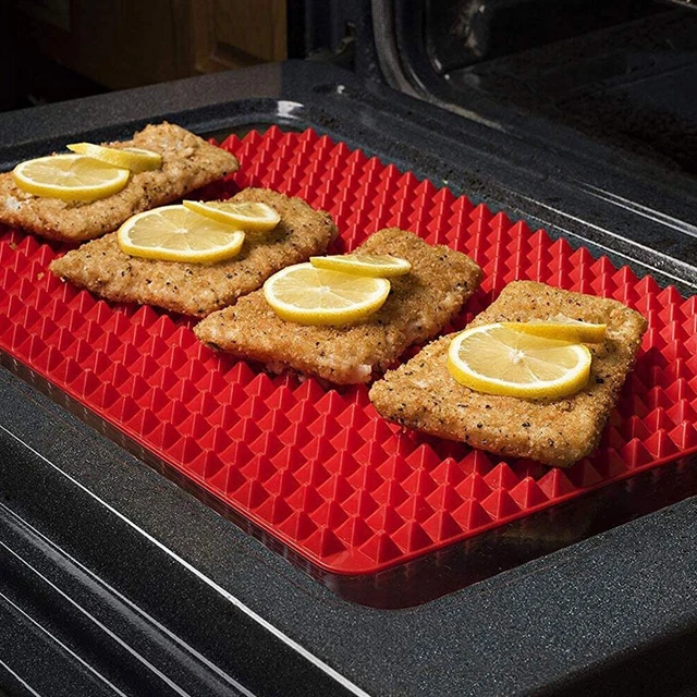 Alfombra de cocina antiadherente de silicona sartén piramidal horno bandeja reductora de hornear 39*28 I6J9