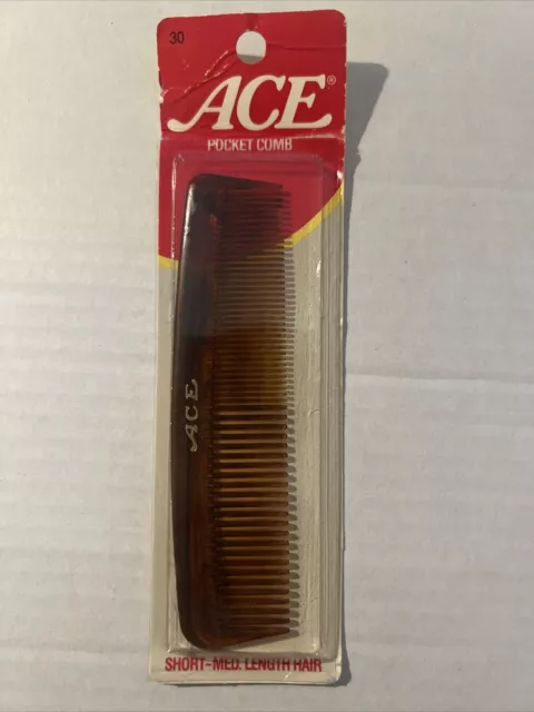 Vintage ACE Pocket Comb #30 Tortoise Design 5" Short-Medium Hair Made in USA New