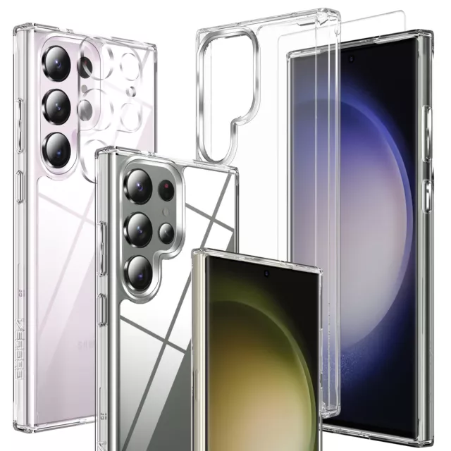 Shockproof Clear Case For Samsung Galaxy S23 Ultra S23 Slim Cover/Tempered Glass