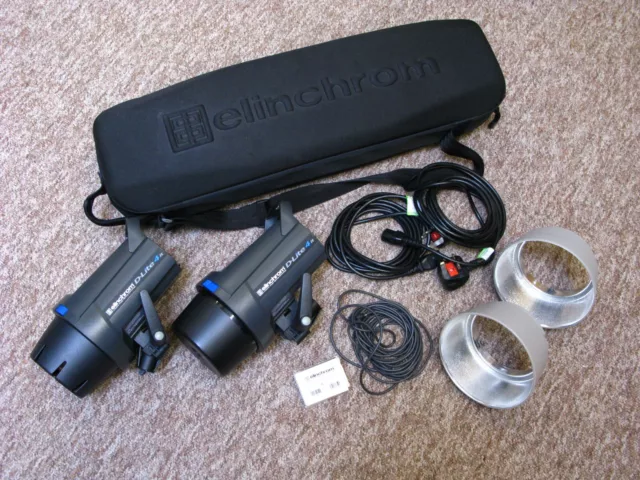 Kit de iluminación de estudio de TI Elinchrom D-Lite 2 IT & D-Lite 4 con estuches y accesorios