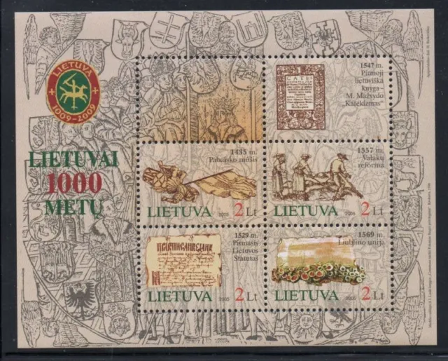 Lithuania Sc 794 2005 1000th Anniversary stamp sheet mint NH