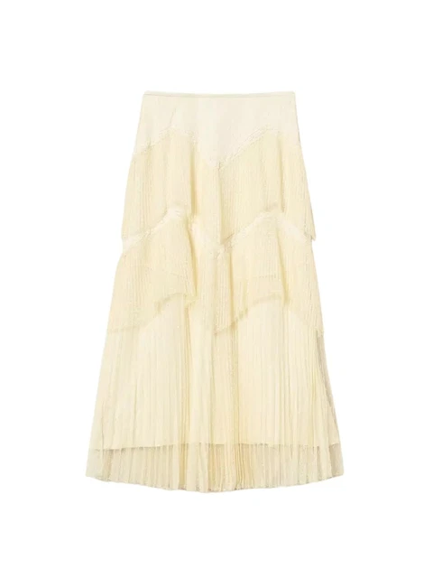 Jupe Flare Femme Blanc – Polyester Et Coton, Taille 32 Pouces (Midi)