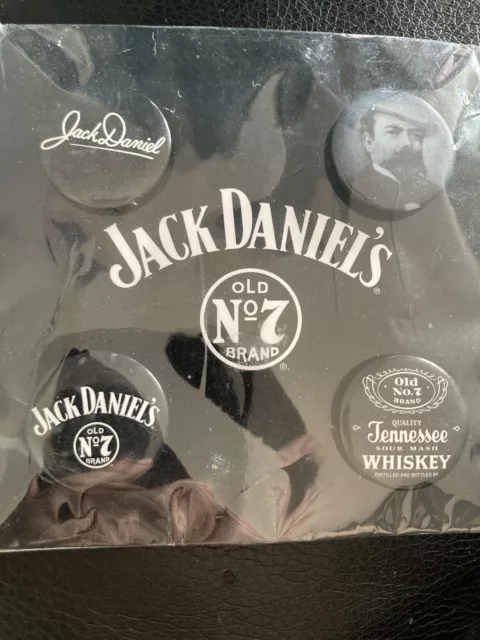Jack Daniels Set Of 4 Pin Badges Collectable Present Gift Brand New