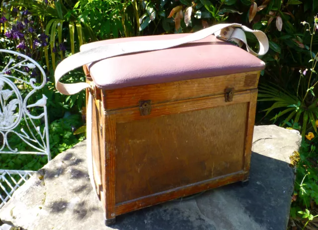 INTERESTING VINTAGE FRENCH Wooden Fishing Stool Storage Tackle box